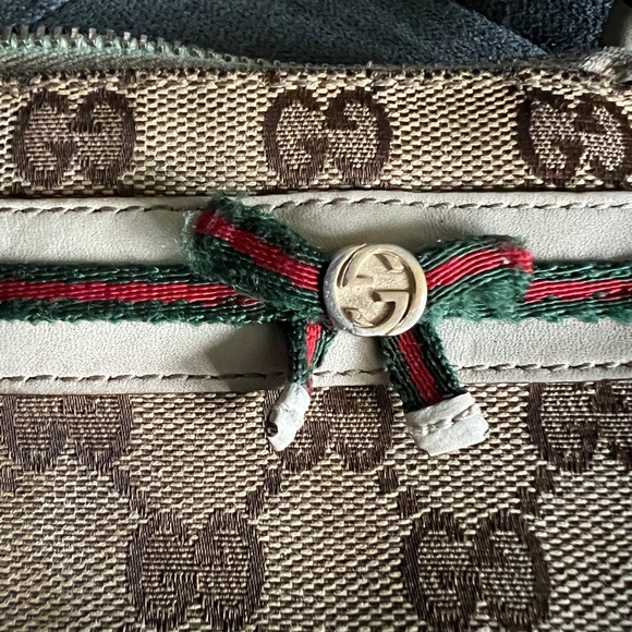 Gucci Beige and Brown Monogram Wristlet wallet with dust bag - Picture 2 of 11